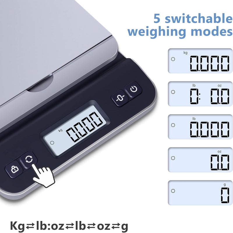 QP Shipping Scale, 86lb/0.1oz High Accuracy Digital Postal Scale for Packages, Hold/Tare Function, Backlit LCD Display, Flip-up Holder, Postage Scale, Mail Scale, Battery & Tape Measure Included - Image 5